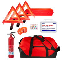 USKITS DOT Essential OSHA ANSI Compliant Kit with Rechargeable 1A10BC Fire Extinguisher and 3 LED Flares