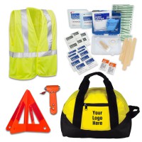 Promotional Economy Vehicle Safety Kits with First Aid and Safety Triangle