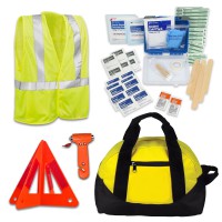 Economy Vehicle Safety Kit with First Aid and Safety Triangle