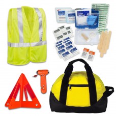 Economy Vehicle Safety Kit with First Aid and Safety Triangle
