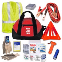 Branded Vehicle Emergency Kits with Jumper Cables and Safety Triangle