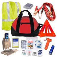 Vehicle Emergency Kit with Jumper Cables and Safety Triangle