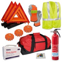 USKITS OSHA ANSI DOT Compliant Kit with Rechargeable 2.5lb 1A10BC with Hi-Viz and 3 LED Flares
