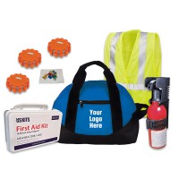 Promotional Vehicle Emergency Safety Kits with Fire Extinguisher and ANSI 10P First Aid Kits