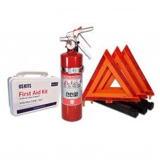 USA Assembled DOT Kit with 2.5 lb 1A:10BC Fire Extinguisher, Triangles & First Aid Kit