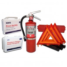 USA Made DOT Kit with 5 lb 3A:40BC Fire Extinguisher, Triangles, First Aid & Spill Kit