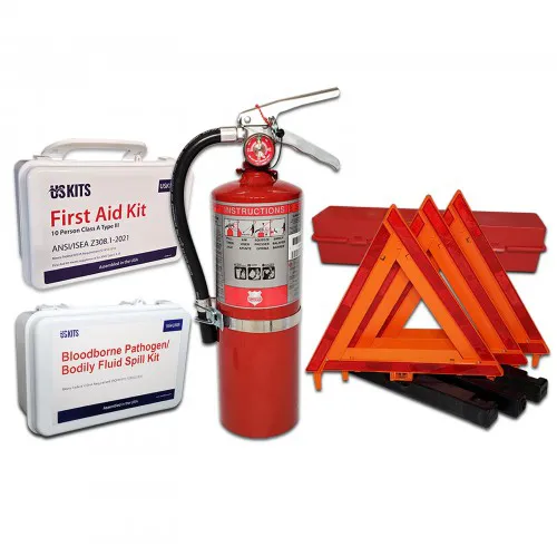 Fire Rtc Kit USA Assembled DOT Kit with 5 lb 3A:40BC Fire Extinguisher, Triangles ...