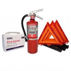 USA Assembled DOT Kit with 5 lb 3A:40BC Fire Extinguisher, Triangles & First Aid Kit
