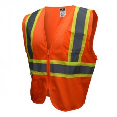 Imprinted Economy Type R Class 2 Orange Safety Vest - Two-Tone Trim