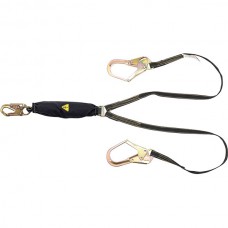 MSA Thermatek Web Energy-Absorbing Lanyard, Twin Leg, 6', Black, 1/Each