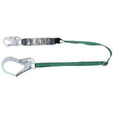 MSA V-Series Standard Energy Absorbing Lanyard, Single Leg w/ 36CL Large Snap Hooks, 6', Green, 1/Each