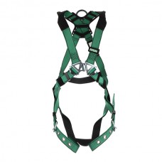 MSA V-Form™ Safety Harness w/ Back D-Ring, Tongue Buckle Leg Straps, X-Large, Green, 1/Each