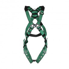 MSA V-Form™ Safety Harness w/ Back & Hip D-Rings, Tongue Buckle Leg Straps, X-Large, Green, 1/Each