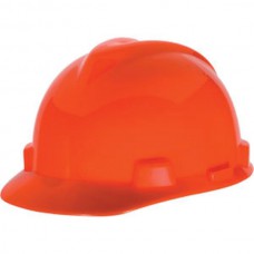 MSA V-Gard® Standard Slotted Cap w/ Fas-Trac® Suspension, Hi-Vis Orange