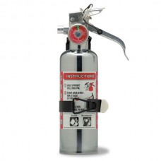 Amerex® 1 lb BC Chrome Fire Extinguisher w/ Aluminum Valve & Vehicle Bracket