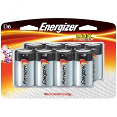 Energizer® Max® Alkaline D Batteries, Hanging Card, 8/Pkg