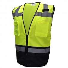 Set of 12- Hi-Viz Lime Type R Class 2 Heavy-Duty Surveyor Safety Vest