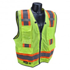 Set of 12 - Type R Class 2 Heavy-Duty 2-Tone Surveyor  Hi-Viz Lime Vest