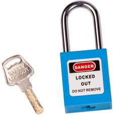  Safety Padlock w/ Steel Shackle, Blue, 1/Each