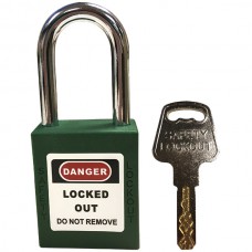  Safety Padlock w/ Steel Shackle, Green, 1/Each