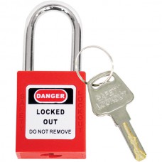  Safety Padlock w/ Steel Shackle, Red, 1/Each