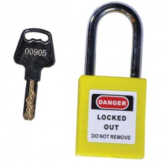  Safety Padlock w/ Steel Shackle, Yellow, 1/Each
