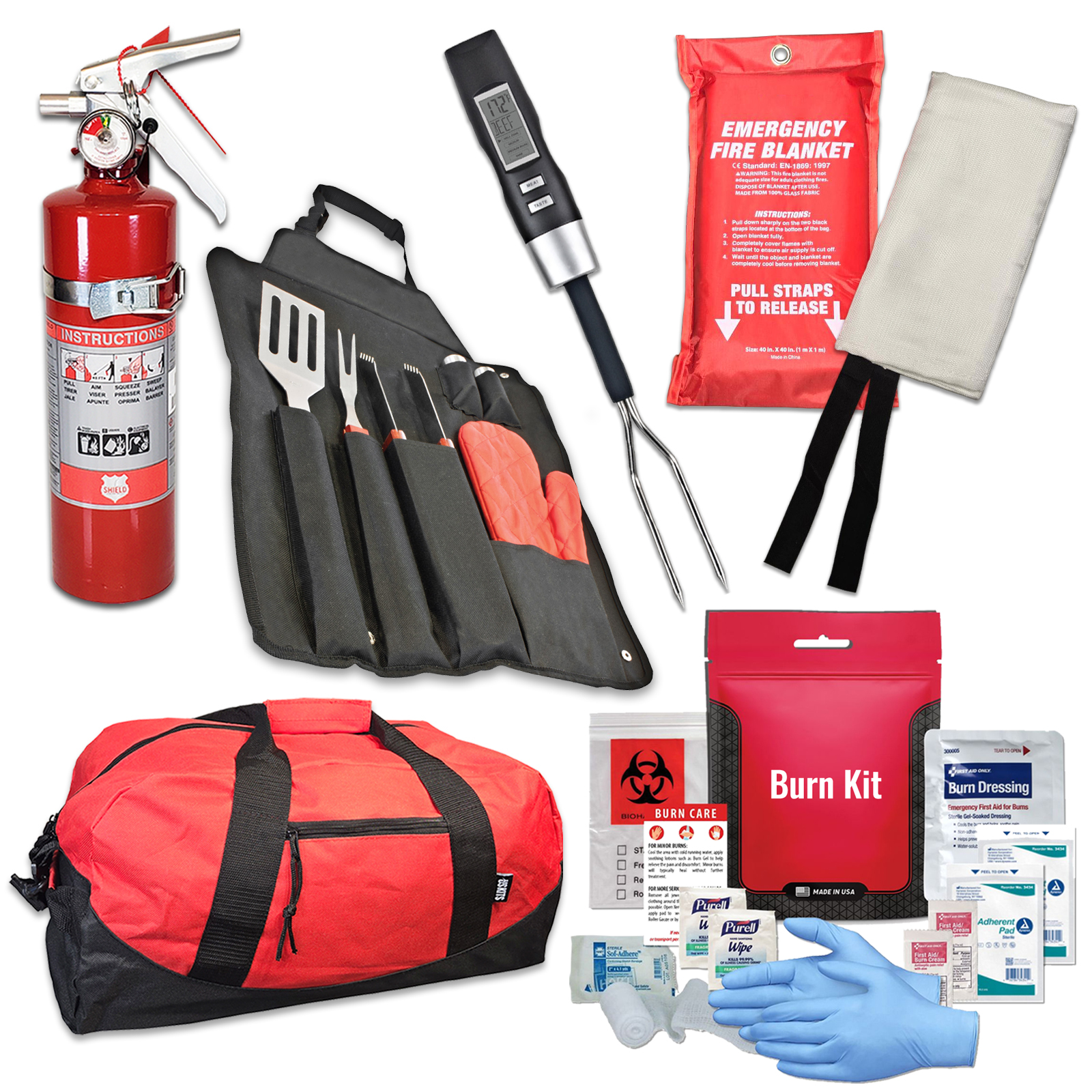 Grilling Fire Safety Kit with Fire Blanket
